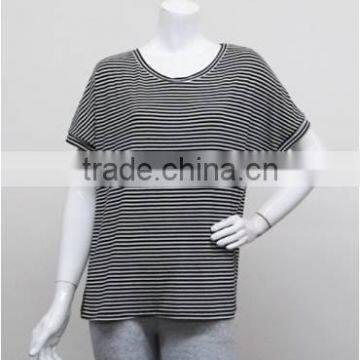 2016 latest design plus size clothing dropshipping Stripe Women model tops tshirt t-shirt