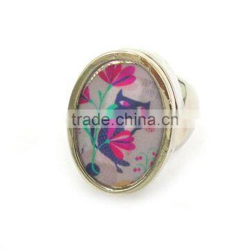 Metal oval shaped solid perfume container /lip gloss ring, with changeable epoxysticker,OEM designs accepted.<DACA9020>