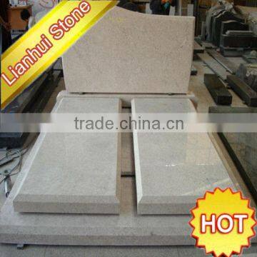 Customizable beige marble double tombstones