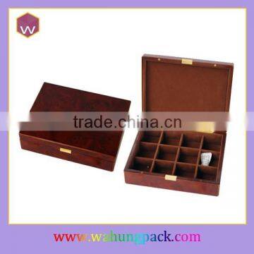 Tea Box Size Wooden Tea Box with 12 Compartments