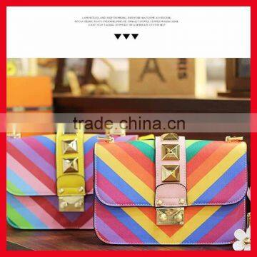 Wholesale Hot Sale Beautiful Rainbow pu Leather Bag for Girls photo-6