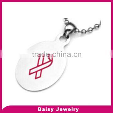 custom jewelry stainless steel engraved cancer ribbon charms pendant jewelry