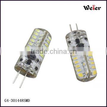 2014 hot selling!!! 10-12lm 48smd 3014 12v ac/dc current silicone G4 led light CE for Europe