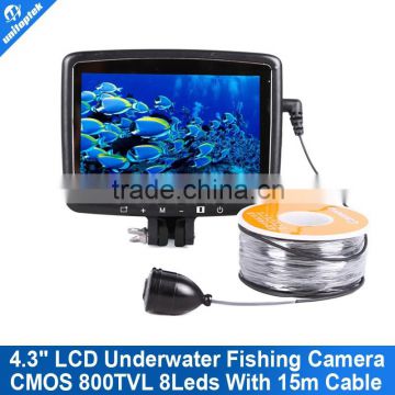 Mini Underwater Fishing Camera 8 IR LEDs 15m Cable Length Inspection CCTV Camera System With 4.3 Inch Color Monitor Fish Finder