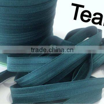 wholesale teal green fold over elastic trim