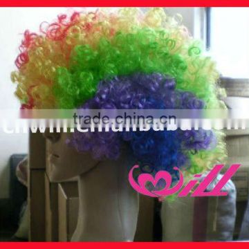 Wholesale 2014 Sport Fan Wigs Afro Curl Wigs Crazy Color Wigs