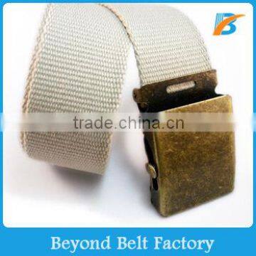 Kids' Beige Color Fabric Belt with Slip Iron Buckle