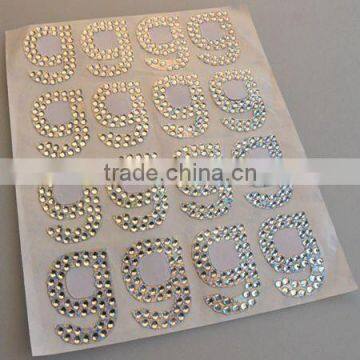 Custom bling diamond letter acrylic sticker 3d letter rhinestone sheet glitter self adhesive crystal sticker