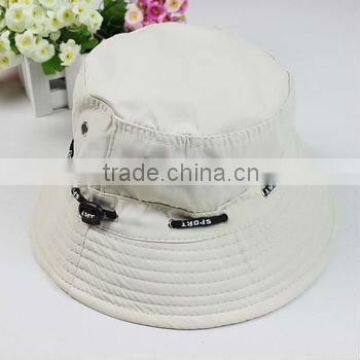 Plain white cotton bucket hat with short brim