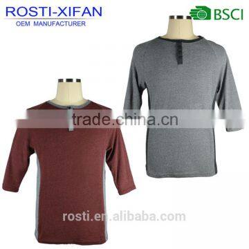 Men Fashion Henley T Shirt with Three Quarter Sleeves