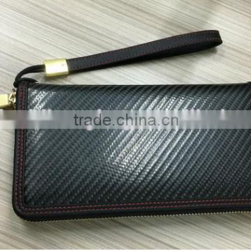 2016 High Quality Long Women Leather fashion carbon fiber wallet