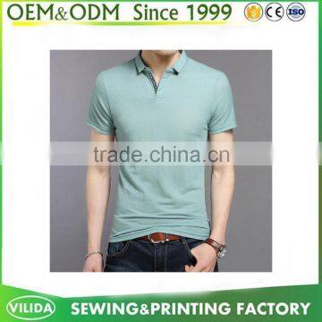 Customized Classic Collar Mens 100% Pique Cotton 220gsm Polo Shirt Without Button OEM photo-3
