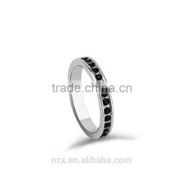 2016 OUXI fashion 925 sterling silver ring with black stone Y70007