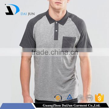 High quality split pocket 200g pique cotton plain dyed grey and brown men's 'two-tone polo shirts