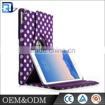 Hot selling universal purple dot pattern design shockproof PU leather tablet case for ipad air 2