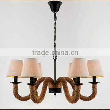 classic design rope hanging pendant light stairs pendant light with fabric lampshade for home decor/Gallary/coffee bar