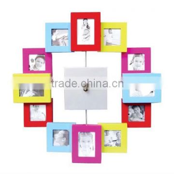 Multi color 12 photo frame wall clock