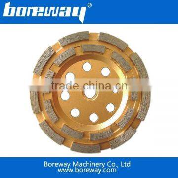 Double row diamond cup wheel for stone processing