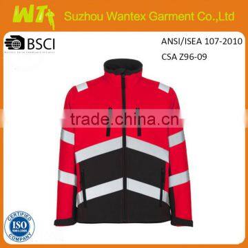 red and black reflective safety softshell jacket wholesale safety softshell clothes comfortable workwear for woman