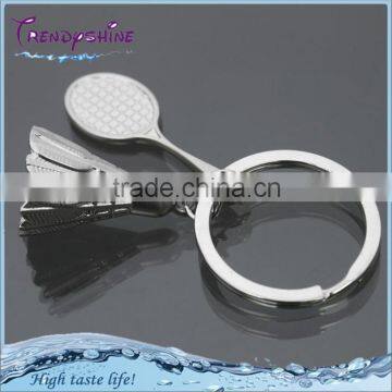 Latest design custom silver zinc alloy tennis keychain