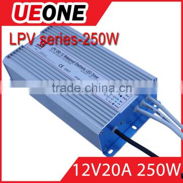 Factory outlet CE 250W 24v waterproof power supply led constant voltage LPV-250-24