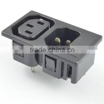 New products 2016 China  wholesales, 2 ways c13 c14 connector socket with fuse,male and female industrial plug and socket