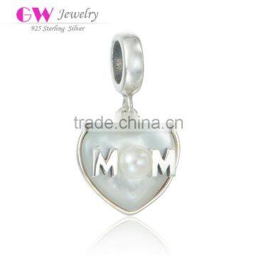 Mom Heart Bead Landing Charms Wholesale European Charm Bracelet Necklace 100% Real 925 Sterling Silver S189 Best Gifts For You O