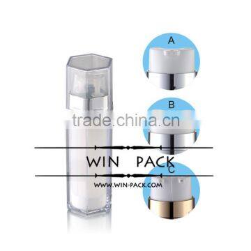 WY0901 dual chamber airless bottle, acrylic dual chamber bottle, pentangular bottle