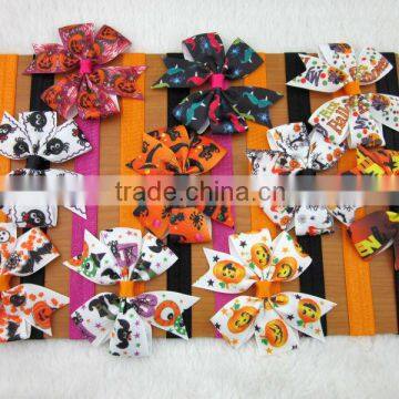 New 3inch Grosgrain Ribbon Halloween Baby Hair Bows with Soft Elastic Headband Baby Headbands IN STOCK