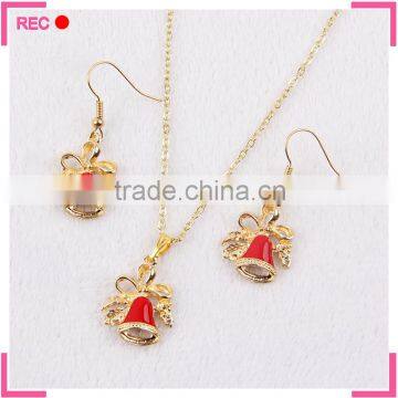 Necklace earrings set with bell decoration, fashionable necklace imitation jewelry set