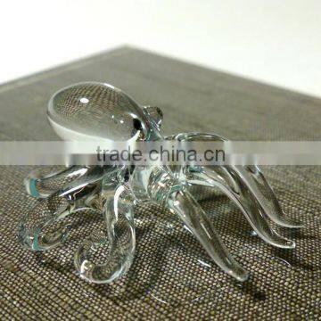 Tiny Crystal Squid / Octopus Hand Blown Clear Glass Art Figurines Home Decor / Ocean Sea Collection