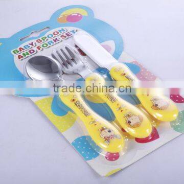 baby cutlery spoon and fork knife set with plastic handle