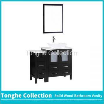 Espresso Bath Vanity Set White Phoenix Stone Top Porcelain Vessel Sink photo-2