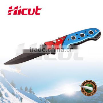 Black Coating Blade Linelock Pocket Folding Knife with Double color handle