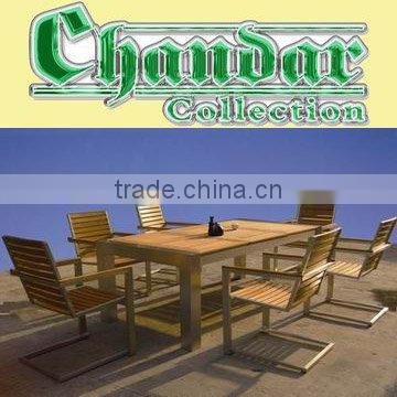 outdoor garden teak wood brushed aluminum furniture