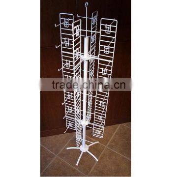 White 4 Sided Metal Floor Display Wall Spinner Rack photo-3