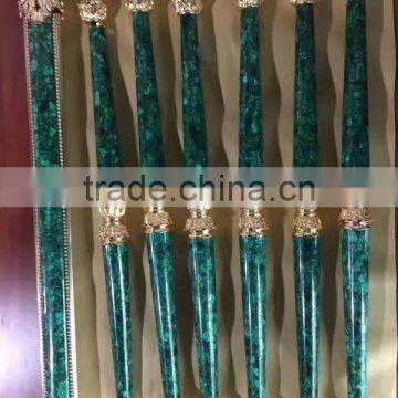 Nouveau Luxury Building Material, Malachite and Metal Balustrade Handrail Post, Luxury Designed Railing Post