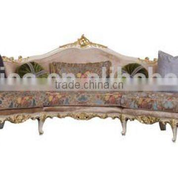 Retro Style Sectional Sofa Lliving Room Furniture, Solid Wood Carved Eight Seater Corner Sofa Set
