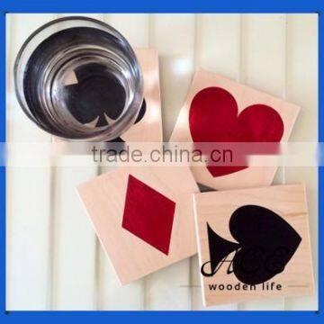 Personalized Wooden Painting UV Digital Printing on Wood Placemat Poker Pattern Coaster Set