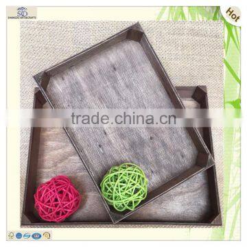 Antique String Clasp Black Gray Color Wooden Tray photo-3