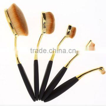 Wholesale Best Selling Oval Makeup Brush 5pcs Rose Gold Toothbrush Foundation Brush Set photo-4