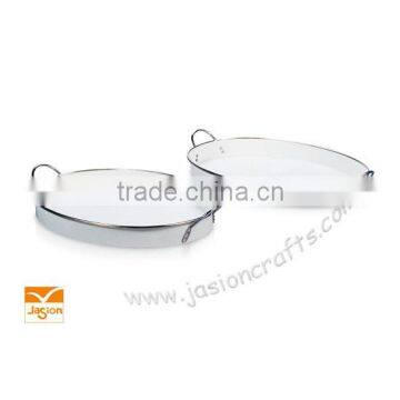 White Easy Hold Round Metal Tray Factory photo-1