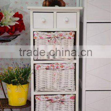 White Wooden Storage Cabinet With 3 Willow Drawer photo-2
