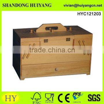 Promotional Custom design wooden sewing box wood Fold-Out Accordion Sewing Craft Storage Box