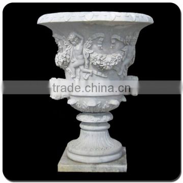 Garden decoration stone carving baby marble stone flower pot