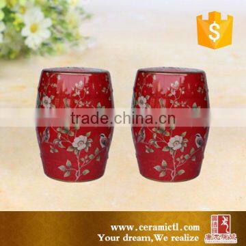 Custom-made Red Ceramic Garden Seat Stool photo-2