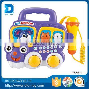 2017 Hot selling early education baby jukebox microphone model custom toy bus