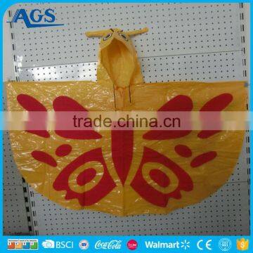 Promotional kids butterfly pvc raincoat for girls