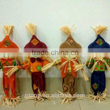 Paper Straw and Fabric Scarecrow Head for Autumn and Harvest Decoration photo-5