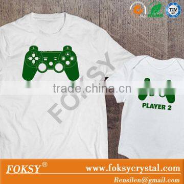 Father and son, player 1 and player 2! glitter hotfix transfers for T shirts